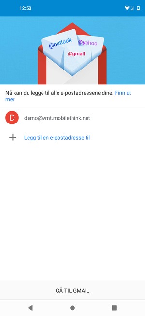 Velg GÅ TIL GMAIL