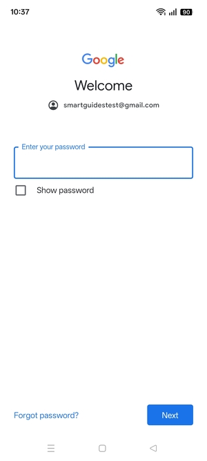 Enter your password and select Next