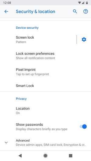 Scroll to and select Advanced