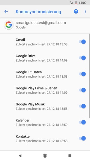 Stellen Sie sicher, dass Kontakte ausgewählt ist