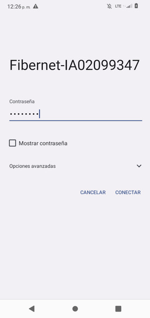 Introduzca la contraseña de Wi-Fi y seleccione CONECTAR