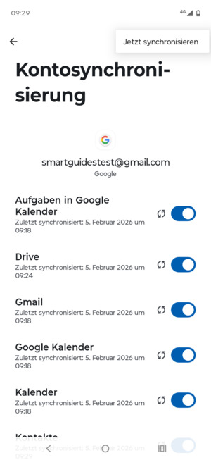 Wählen Sie Jetzt synchonisieren