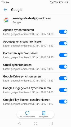 Selecteer Nu synchroniseren