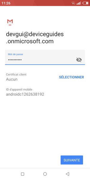 Saisissez votre mot de passe et sélectionnez SUIVANT