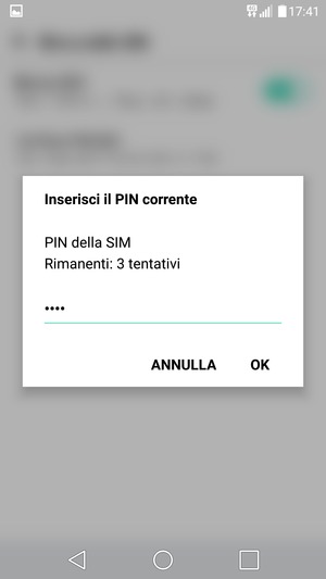 Inserisci PIN della SIM corrente e seleziona OK