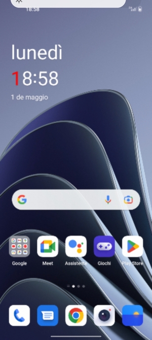 Scorri verso il basso il menu in alto