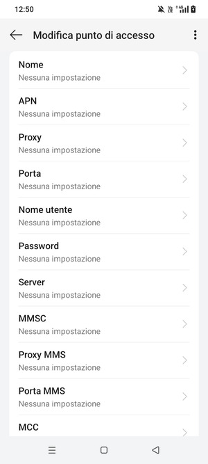 Inserisci le informazioni di Internet