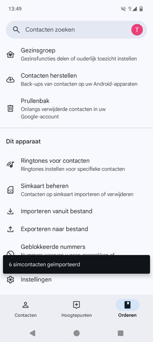 Uw contactpersonen worden opgeslagen naar uw Google-account en naar uw telefoon de volgende keer dat Google gesynchroniseerd wordt.