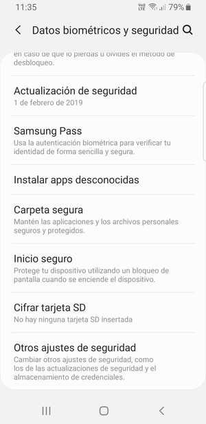 Desplácese y seleccione Otros ajustes de seguridad