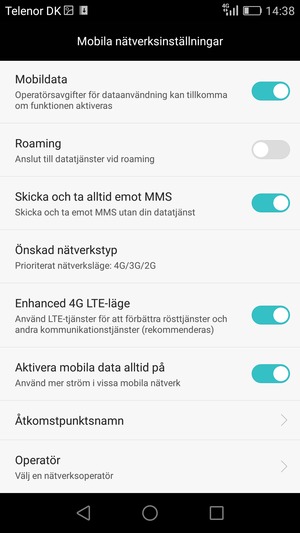 För att byta nätverk om nätverksproblem uppstår, välj Operatör