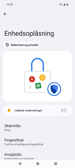 Vælg Skærmlås