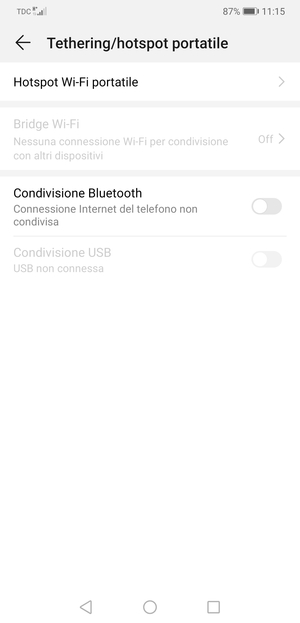 Seleziona Hotspot Wi-Fi portatile