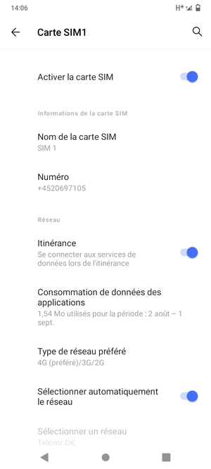 Activer ou désactiver Itinérance