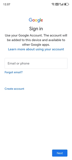 Enter your Gmail address and select Next