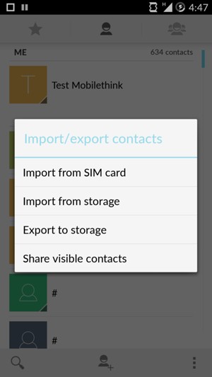 Select Import from SIM card