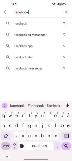 Indtast navnet på appen og vælg Søg