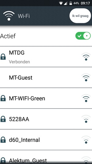U bent nu verbonden met het WiFi-netwerk