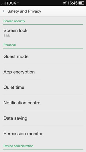 Select Screen lock