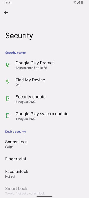 Select Screen lock