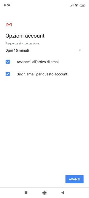 Seleziona AVANTI