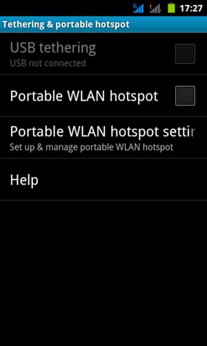 Select Portable WLAN hotspot settings