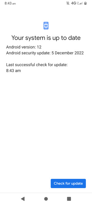 If your phone is up to date, you will see the following screen