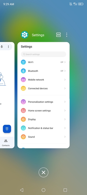 Select the Delete icon to close all running apps