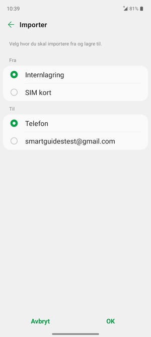 Velg SIM kort