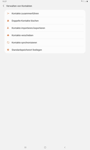 Wählen Sie Kontakte importieren/exportieren 