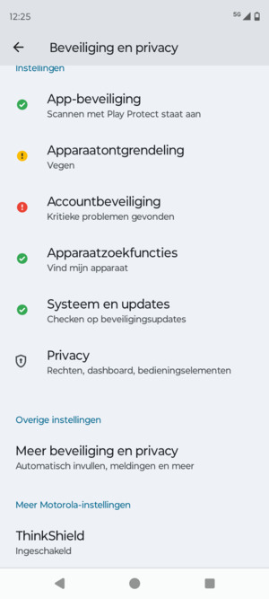 Scroll naar en selecteer Meer beveiliging en privacy