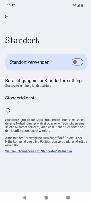 Schalten Sie Standort verwenden aus