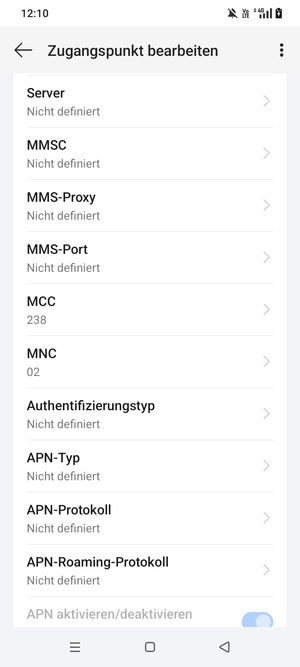 Scrollen Sie nach unten und geben Sie Internetinformationen ein