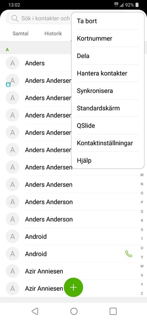 Välj Hantera kontakter