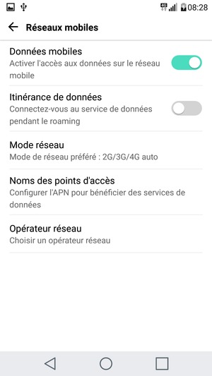 Pour changer de réseau en cas de problèmes de réseau, sélectionnez Opérateur réseau