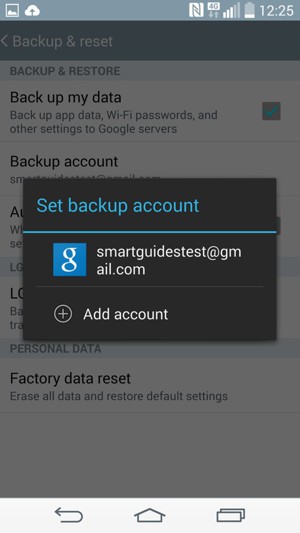 Select your backup account
