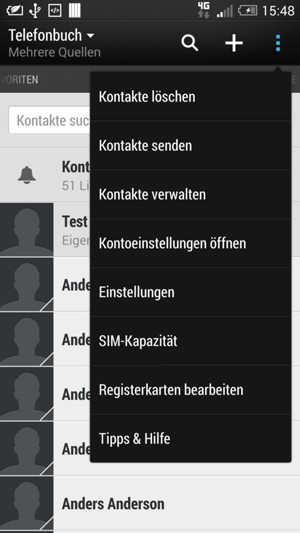 Wählen Sie Kontakte verwalten
