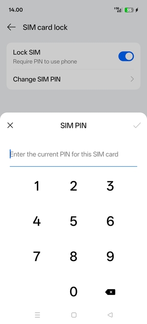 Enter your Current PIN for the SIM card and select OK