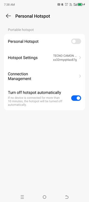 Select Hotspot Settings