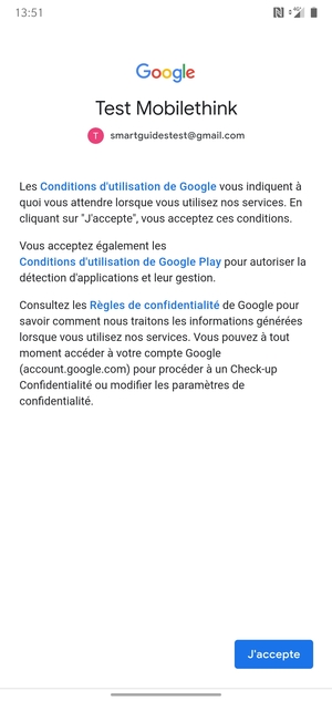 Sélectionnez J'accepte