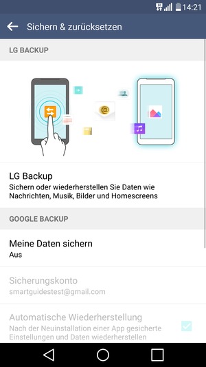 Wählen Sie Meine Daten sichern