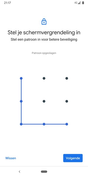Teken een ontgrendelingspatroon en selecteer Volgende
