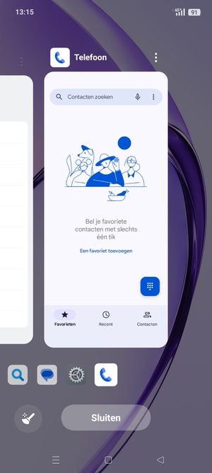 Selecteer Alles sluiten om alle actieve apps te sluiten