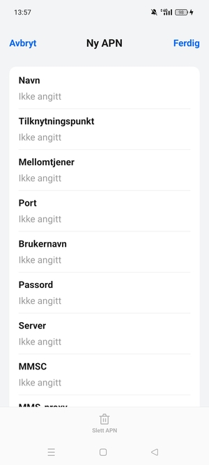 Skriv inn internett-informasjon