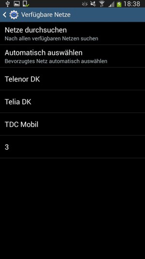 Wählen Sie einen Netzbetreiber von der Liste