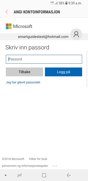 Skriv inn passord og velg Logg på