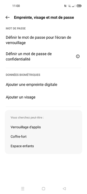 Sélectionnez Définir le mot de passe pour l'écran de verrouillage