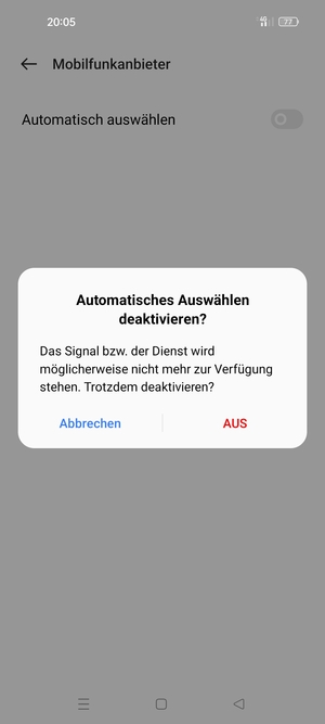 Wählen Sie AUS