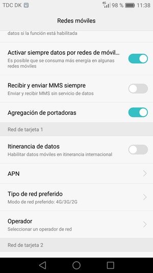 Para cambiar la red en caso de problemas de conectividad, seleccione Operador