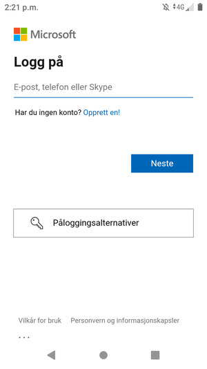 Skriv inn e-postadresse og velg Neste