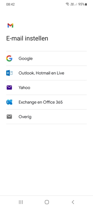Selecteer Exchange en Office 365